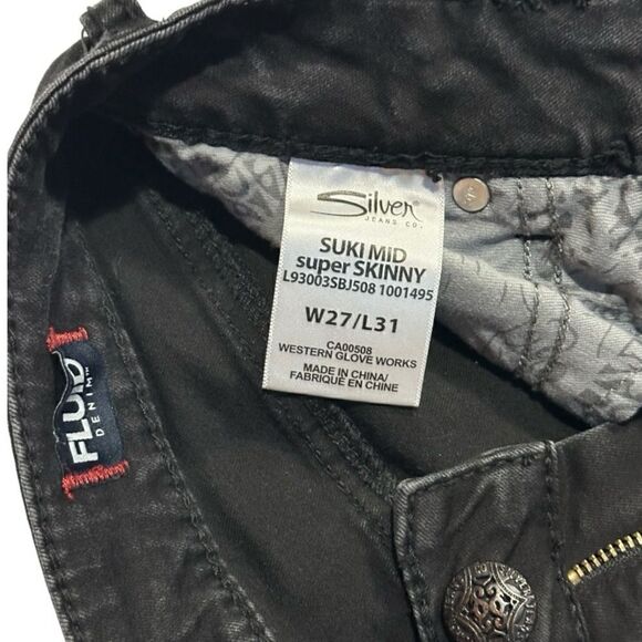 Silver Jeans Suki Skinny Fluid Denim Black Size 27 - Picture 7 of 9